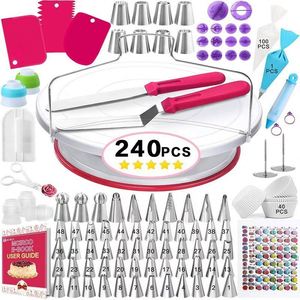 High Quality Metal 235/240/252/255/268pcs Cake Piping Tip Piping Bag Cream <b>Scraper</b> Spatula Muffin Cup Set-<b>for</b> <b>Kitchen</b> Use - Product Image 1