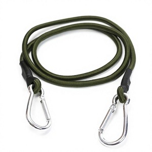 25インチ 8mm 高品質ナイロン製 ブラック弾性バンジーコードセット ステンレス製カラビナフック 30kg破断強度 アウトドア用 - Product Image 3