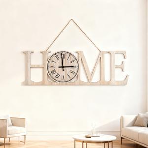 Paulowniaウッドボード彫刻クォーツ針結婚式の壁時計モダンな農家のデザインとシルクスクリーンアート60cm * 20cm - Product Image 2
