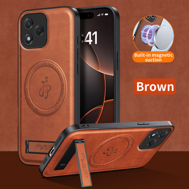 Magnetic TPU Leather Kickstand Back Phone Cover for Samsung for Galaxy S25 Ultra/S25 Plus Premium Mobile Phone Case