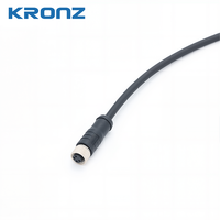 Connecteur droit KRONZ M8 femelle 3 broches à code A, pré-moulé, câble PVC 1m, étanche IP67, connecteur circulaire pour capteur