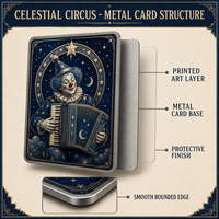 Cartes de collection en métal vintage OEM sur le thème du cirque, personnages de spectacles imprimés sur mesure, cartes de collectionneur, cadeau souvenir, vente en gros