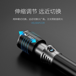 ไฟฉายซูมแบบยืดหดได้ Smiling Shark LED ความสว่างสูงแบบชาร์จไฟได้พร้อมตะขอสำหรับตั้งแคมป์กลางแจ้ง - Product Image 2