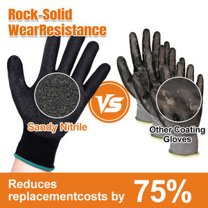 قفازات عمل مقاومة للماء من XINGYU مطلية بالنتريل الرملي، قفازات أمان متعددة الأغراض مطلية بالمطاط النتريلي على راحة اليد وقابلة للتنفس - Product Image 2