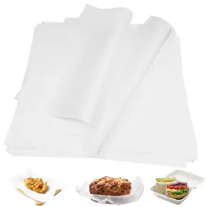 Hojas de papel para hornear blancas a prueba de grasa personalizadas, revestimiento de pergamino desechable, papel de regalo de alimentos de aceite de silicona para embalaje de horneado