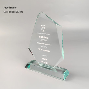 Jade <b>Trophy</b> Crystal Award 19.5x15x3cm Laser <b>Engraved</b> For Web Design Recognition - Product Image 2