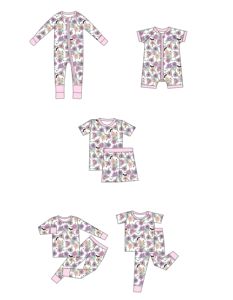 Qingli OEM Abbigliamento Casual Personalizzato per Bambine, Set 2 Pezzi in Spandex/Fibra di Bambù a Maniche Corte, Pigiami di Halloween con Stampa Pipistrello e Zucca - Product Image 5