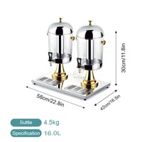 YITIAN Dubai Food Restaurant Unique 16 litres en acier inoxydable presse-agrumes distributeur froid deux cylindres 2 réservoirs distributeur de boissons