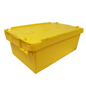 25KG Storage Box for Plastic Turnover Tote Bin Stackable Plastic Moving Box Crate with Lids