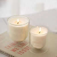Vente en gros de porte-bougies en verre à double paroi transparents, résistants à la chaleur, faits à la main, de luxe, 200 ml et 400 ml, et pots à bougies parfumées