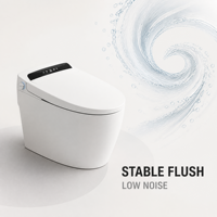 Lave-fesses intelligent chauffant avec séchage à air chaud, buse autonettoyante, ouverture automatique du couvercle, télécommande et siphon en S allongé