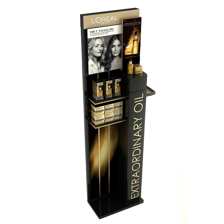 Modern Wooden Lipsticks and Lash Brush Display Cabinet Custom Logo Display Stand with Light Duty Metallic Material — view 3