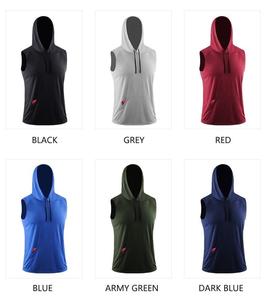 Kaos Olahraga Vedo GYM Logo Kustom Bahan Mesh Polyester Ukuran US Tanpa Lengan Pakaian Workout Pria <span class=keywords><strong>Hoodie</strong></span> Otot Kaos Fitness Dengan Saku - Product Image 4