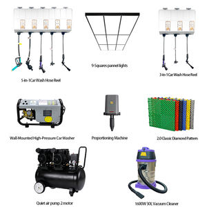 Kit d'équipement de lavage de voitures commercial tout-en-un : enrouleurs de tuyaux, nettoyeurs haute pression et fournitures de toilettage - Product Image 1