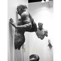 Sculpture murale 3D en bronze en gros, statue humaine homme silencieux, art métallique, doigt sur les lèvres, décoration personnalisée pour la maison, l'hôtel, le hall, le bureau