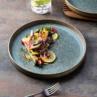 Assiette à pâtes en grès émaillé bleu, fabriquée à la main par YAYU, qualité professionnelle pour restaurants, vente en gros, fournitures de restauration