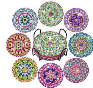 Diamond Painting Mandala Blumen Untersetzer Set 8-teilig, Mandala Diamond Art Untersetzer, Diamond Art Sets für Erwachsene - Product Image 1