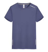 T-shirt de sport personnalisé pour homme, col rond, manches courtes, séchage rapide, uni, bande réfléchissante, respirant, 100% polyester, été, gym
