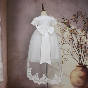 Di alta qualità lungo <span class=keywords><strong>bianco</strong></span> bambino bambina battesimo abito neonato battesimo abito di compleanno abiti da sposa in pizzo con cuffia - Product Image 6