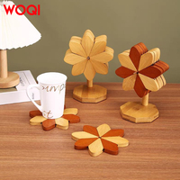 WOQI Dessous de plat de moulin à vent en bois design bambou Plats chauds Isolation Pad Pot Holders for Home Decor