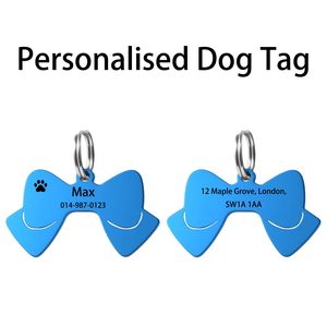 Vente en gros de médailles d'identification pour animaux de compagnie en métal enduit de haute qualité, style nœud papillon en acier inoxydable, avec échantillon gratuit, personnalisables par gravure <span class=keywords><strong>laser</strong></span>, pour identification de ville - Product Image 3