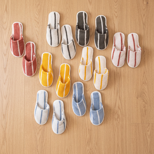 Striped Yarn Dyed Cotton Upper Terry Cloth <b>Slides</b> with EVA Outsole Anti-Slip House & Hotel Style All Seasons Close Toe Design - Product Image 4