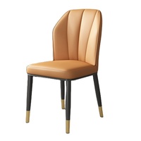 Chaises de salle à manger de luxe modernes en cuir et velours, design nordique, en métal doré, pour restaurant, ensemble de 4 ou 6 chaises pour table de salle.