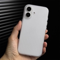 Coque de protection pour téléphone portable de luxe ondulé givré pour téléphone 16Promax 7 Plus protecteur de caméra Transparent Simple