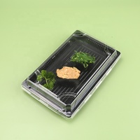 Barquette jetable en plastique pour sushis, rectangulaire, scellable, en PS noir, pour emporter