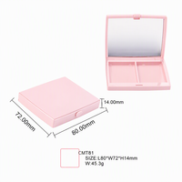 Boîtier compact en plastique à deux compartiments conçu pour deux teintes de poudre, un compartiment peut être réservé pour un houppette à poudre