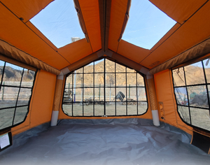 Tente gonflable <span class=keywords><strong>de</strong></span> camping portable <span class=keywords><strong>de</strong></span> luxe en coton pour extérieur, imperméable et étanche à la pluie, avec porte-fenêtre panoramique <span class=keywords><strong>de</strong></span> 9 ㎡ en vente en gros au comptant - Product Image 1