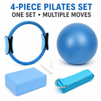 Kit de Entrenamiento Pilates ODM de 4 Piezas, Anillo Mágico de Fitness de 25 cm, Pelota de Ejercicio, Bloque de Yoga de Espuma EVA, Cinturón de Estiramiento con Hebilla D, Logotipo Personalizado