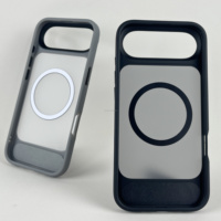 Coque de téléphone magnétique en métal givré avec support pour iPhone 17 16 E 15 14 13 12 Support métallique antichoc pour S25 Edge Case Magnet