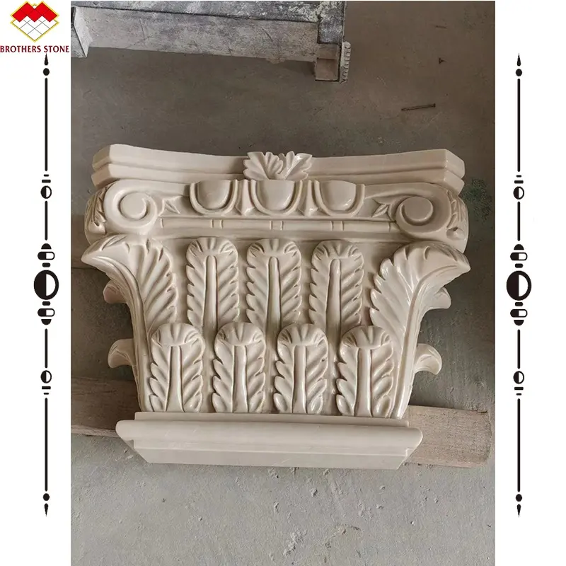 Architectural beige cream stone roman marble solid pillar design carved marble pillars columns for building