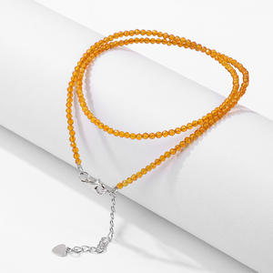 Collar de Moda con Cuentas Pequeñas de Ágata Natural para Unisex, <span class=keywords><strong>Cadena</strong></span> Simple de Una Sola Capa Multicolor para Clavícula, Regalo - Product Image 4