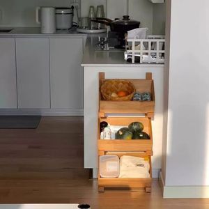 Solid Wood Multi Layer <b>Storage</b> Rack <b>Kitchen</b> Minimalist Design Stackable <b>For</b> Vegetables Snacks Sundries - Product Image 1