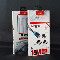 Boîte d'emballage rigide recyclable personnalisée avec gaufrage et pelliculage brillant pour câble de charge USB-C suspendu, pour appareils électroniques grand public et appareils photo