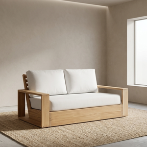Modern Solid Teak <b>Wood</b> L-Shaped Three Seat Contemporary Villa Apartment Waterproof Eco-Friendly Patio <b>Sofa</b> Set Luxury Outdoor - Product Image 1