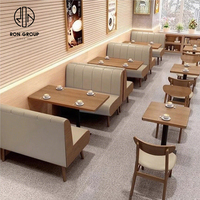 Banquette moderne en cuir pour restauration rapide, table et chaise en bois massif pour café, ensemble de meubles pour restaurant commercial
