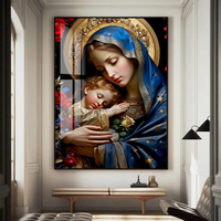 Impressions d'art numérique sur le thème religieux, peintures de portraits, peintures sur porcelaine cristalline avec cadres en alliage d'aluminium