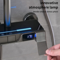 Haute qualité contemporain moderne intelligent Chrome poli laiton ensemble complet pluie douche robinets barre coulissante système de douche carré