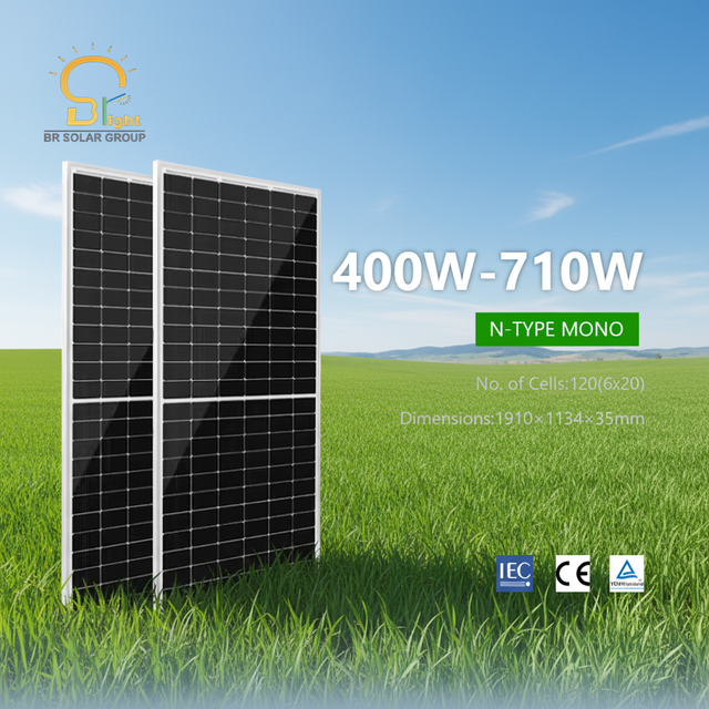 BR SOLAR High Efficiency 550W-600W Mono Solar Panel Half Cell Bifacial PV Module for Solar Farm