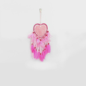 Rosa amore decorativo stile ragazza camera ciondolo cuore pesca acchiappasogni piccola lampada da notte tessuta a mano bella acchiappasogni - Product Image 5