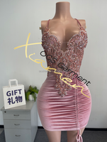 Ocstrade Vacances Femme Robe Autotest K008 K006 Entièrement Perlé Lourd Velours Robes De Soirée À Lacets Strass Sexy Club Robes