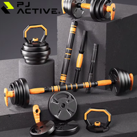 PINJIAN Ensemble Haltères Haltère Longue Kettlebell 5-en-1 Poids Libres Musculation Logo Personnalisé Poids Ajustables