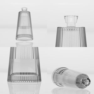 Bouteille à liqueur en verre nervuré pyramidal de luxe 700 ml, carafe à spiritueux conique unique à cannelures pour whisky, brandy, tequila, <span class=keywords><strong>gin</strong></span> haut de gamme - Product Image 2