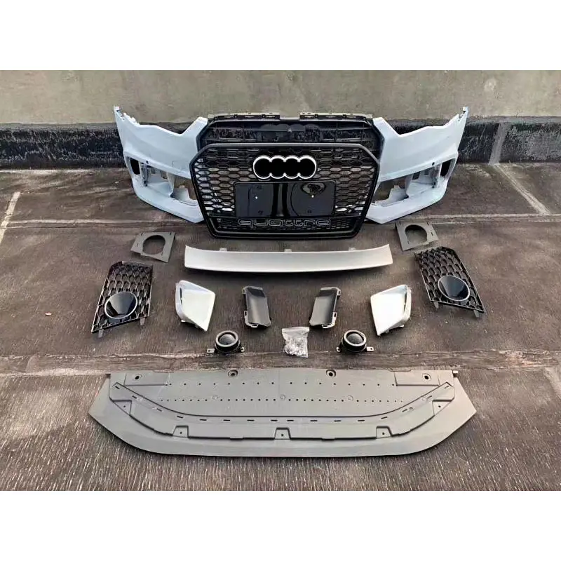 Automotive body kit for Audi A6 C7 16-18 change to RS6 style include front bumper assembly with grille rear lip tip exhaust