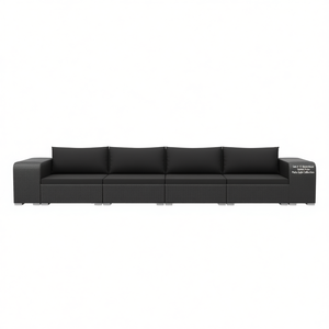 Ensemble de canapés de jardin en rotin noir, mobilier d'extérieur au design contemporain, coussins imperméables, collection de canapés de patio - Product Image 1