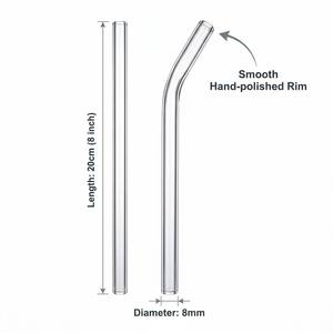 <strong>Reusable</strong> Borosilicate Glass Drinking <strong>Straw</strong> Set Eco-friendly Straight &amp; Bent <strong>Straws</strong> 8mm with Cleaning Brush for Smoothies Set - Product Image 4