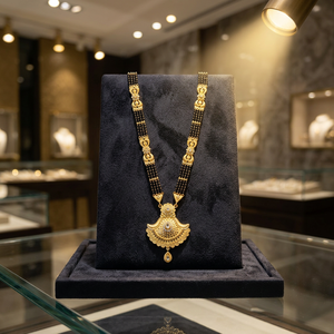 Wholesale 24K Micro Gold AD Stone Forming Long Pendant Mangalsutra, Fashion AD Mangalsutra, Traditional Indian Wedding Jewelry. - Product Image 3